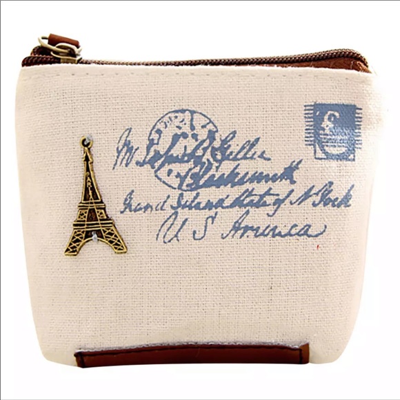 Canvas coin purse wallet cute mini Eiffel Tower - Picture 7 of 8